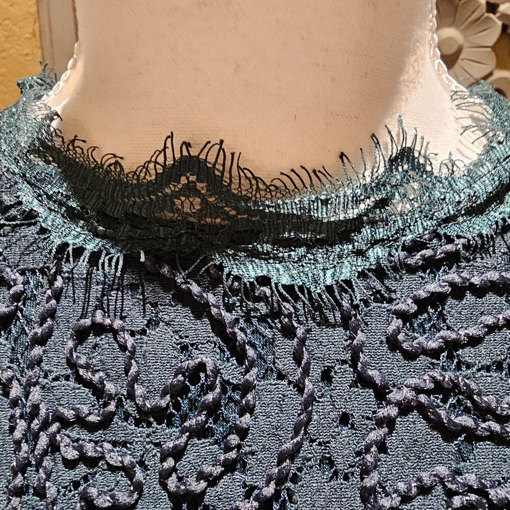 Adiva Womens L Forrest Green Lace Top Cottagecore Romantic Feminine Garden Y2K - Picture 8 of 16
